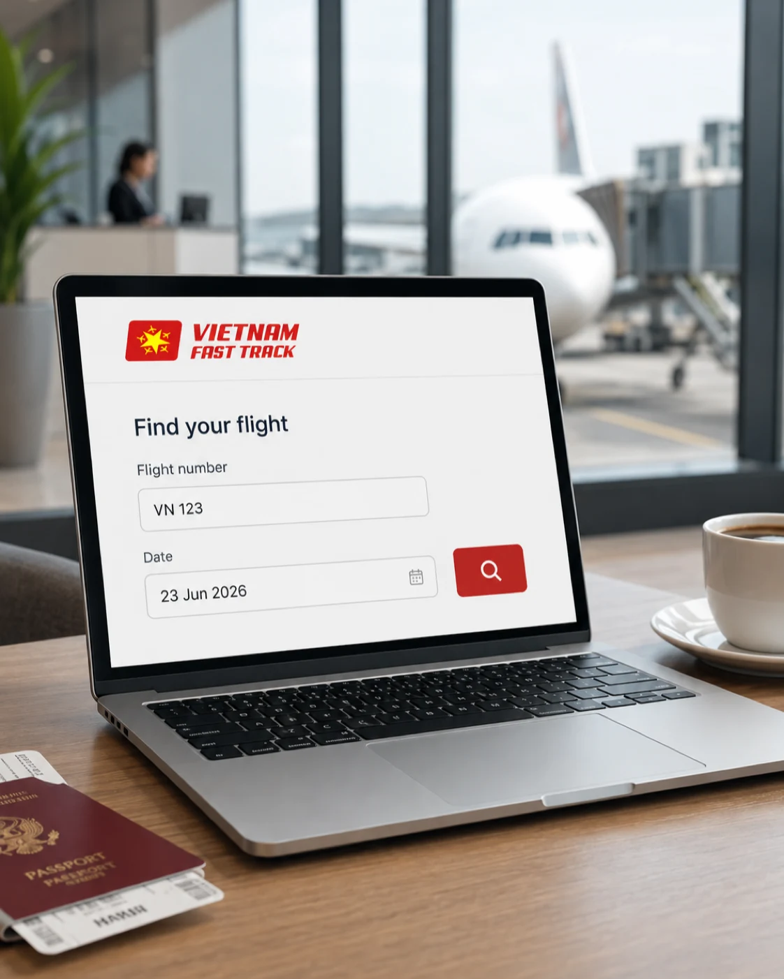 Vietnam Fast Track flight request form on a laptop
