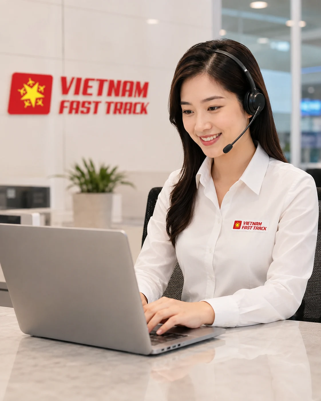 Vietnam Fast Track manager checking an airport assistance request